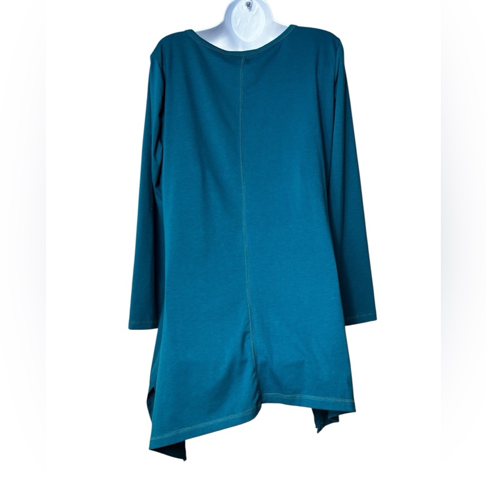 Nwt Pretty Angel Asymmetric Tunic Top Size XL Green Boxy Lagenlook Silk Blend - Picture 2 of 5